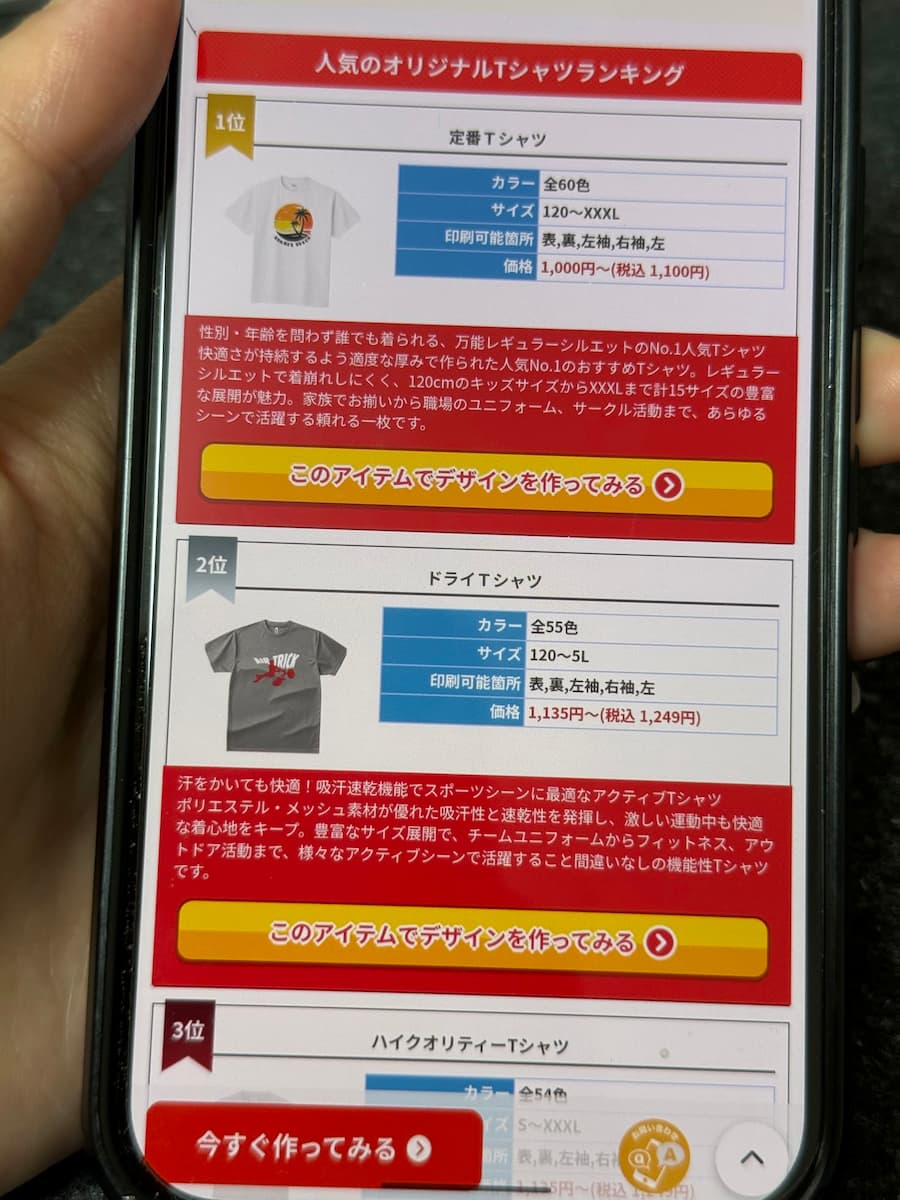 UPTオリジナルTシャツランキング